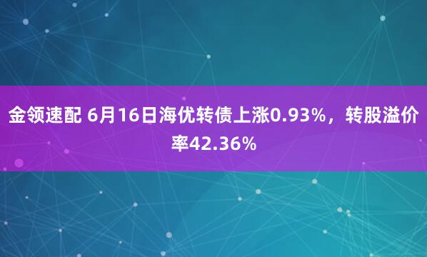 金领速配 6月16日海优转债上涨0.93%，转股溢价率42.36%